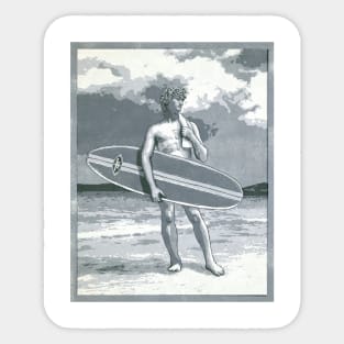 David on the beach with a classic BING surfboard. Sticker